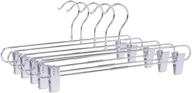 👖 10-pack chrome pant hangers with clips - premium quality pant & skirt hanger set - 360-degree metal swivel hook hangers for clothes, pants - durable, anti-rust jean, slack & trouser hangers логотип