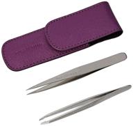 🔍 tweezerman professional petite set: slant and point tweezers in a sleek leather case logo