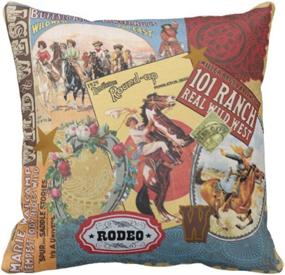 img 3 attached to 🤠 Emvency Set of 4 Vintage Western Cowboy Throw Pillow Covers - Wild West Riding Bull Wooden Decorative Pillow Cases for Home Decor - 18x18 Inches Square Pillowcases