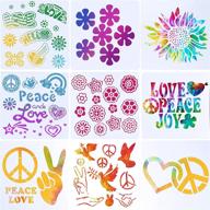 🌼 vintage peace love sign stencils for hippie theme parties & diy crafts - set of 9 retro flower templates - ideal for home decor & painting projects - 8 x 8 inch size! logo