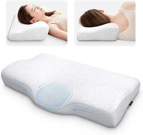 img 4 attached to Sufuhom Contour Pillow - Memory Foam Ergonomic Cervical Support for Head, Neck, and Shoulder Pain Relief - Orthopedic Sleeping Pillow for Side, Back, Stomach Sleepers - CertPUR-US Certified