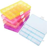 📦 sghuo plastic jewelry organizer box - 5 pack of 15 small grids storage boxes with removable dividers for beads, art and crafts - assorted colors - size: 6.9"x 3.9"x 0.9 logo