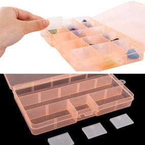 img 2 attached to 📦 SGHUO Plastic Jewelry Organizer Box - 5 Pack of 15 Small Grids Storage Boxes with Removable Dividers for Beads, Art and Crafts - Assorted Colors - Size: 6.9"x 3.9"x 0.9