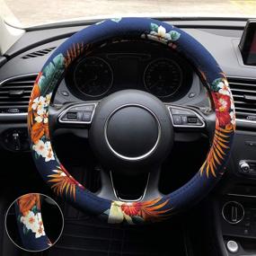 img 3 attached to 🌺 Hawaii Style Blue Auto Car Steering Wheel Cover, Universal 15 Inch - Attractive Flower Design for Enhanced Grip and Comfort - Ideal for Women, Girls, and Ladies