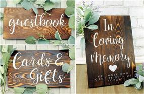 img 3 attached to Darware Wooden Wedding Reception Signs: Enhance Your Celebration with 🎉 a Set of 3 Brown Signs for Guests, Gifts, and Memorial