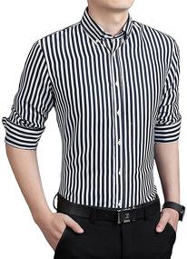 img 2 attached to 👕 Stylish Classic Casual Vertical Striped Shirts for Men - ERZTIAY Clothing