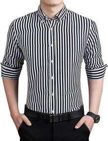 img 3 attached to 👕 Stylish Classic Casual Vertical Striped Shirts for Men - ERZTIAY Clothing