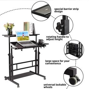 img 1 attached to 🖥️ Premium Hadulcet Mobile Standing Desk: Adjustable Computer Workstation with Wheels, Ideal for Home Office and Classroom, Black, 31.49 x 23.6 in