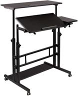 🖥️ premium hadulcet mobile standing desk: adjustable computer workstation with wheels, ideal for home office and classroom, black, 31.49 x 23.6 in логотип