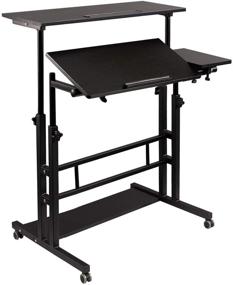 img 4 attached to 🖥️ Premium Hadulcet Mobile Standing Desk: Adjustable Computer Workstation with Wheels, Ideal for Home Office and Classroom, Black, 31.49 x 23.6 in