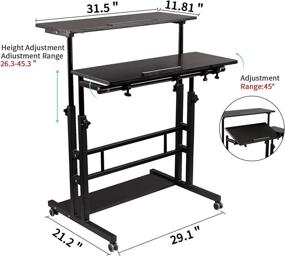 img 2 attached to 🖥️ Premium Hadulcet Mobile Standing Desk: Adjustable Computer Workstation with Wheels, Ideal for Home Office and Classroom, Black, 31.49 x 23.6 in