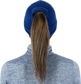 img 1 attached to Stay Warm and Stylish with the TrailHeads Fleece Ponytail Hat and Ear Warmer Combo
