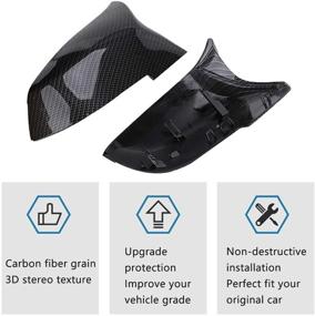 img 2 attached to 🔍 Tutor Auto Carbon Fiber Rearview Mirror Cover Cap for BMW 228i 435i 116i 118i 120i 125i 130i 218i 220i 320i 328i 330i 335i 420i 428i 435i F21 F30 F31 F32 F33 F36 X1