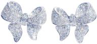 🎀 cute bow knot stud earrings - 925 sterling silver cz simulated diamond - small bow tie jewelry for women, girls, teens - lvshi logo