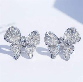 img 2 attached to 🎀 Cute Bow Knot Stud Earrings - 925 Sterling Silver CZ Simulated Diamond - Small Bow Tie Jewelry for Women, Girls, Teens - LVSHI