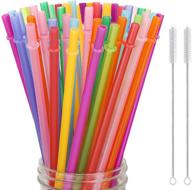 🥤 reusable plastic straws for tumbler, mason jars, starbucks & more - 52 pcs extra long drinking straws with cleaning brushes logo