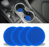 🔵 justtop car cup holder coaster: 4 pack universal auto anti slip coasters - blue logo