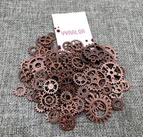 img 1 attached to YYaaloa 100g Red Copper Metal Skeleton Steampunk Watch Gear Cog Wheel Sets - Metal Gears Charms Pendants for Steampunk Accessories, Handmade Crafting, Jewelry Making, and Cosplay