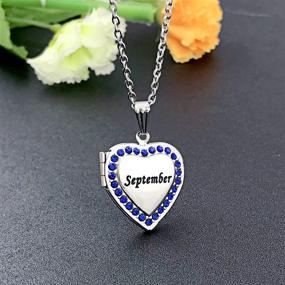 img 2 attached to 💙 Юфенг ожерелье с кулоном Birthstone Heart: сохраняйте моменты с синим, красным, белым CZ и розовым золотом, фото медальоны для живых воспоминаний