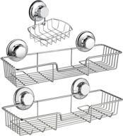 🚿 ipegtop 3in1 suction cup shower caddy bath wall shelf: rustproof stainless steel, large capacity bathroom storage, soap dish holder for shampoo & shower gel logo