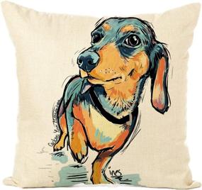 img 2 attached to Easternproject Painting Cotton Cushion Dachshund