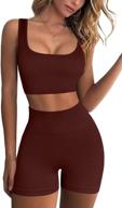 🔥 fafofa 2 piece seamless ribbed crop tank high waist shorts yoga outfits: empowering women's workout sets logo