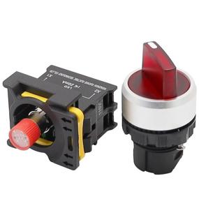 img 1 attached to 🔴 Mxuteuk Red LED Light Waterproof Latching Rotary Selector Switch 10A 600V - Voltage 110V-220V, 22mm, 1 NO 2 Positions - LA155-A1-10XD-R