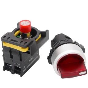 img 2 attached to 🔴 Mxuteuk Red LED Light Waterproof Latching Rotary Selector Switch 10A 600V - Voltage 110V-220V, 22mm, 1 NO 2 Positions - LA155-A1-10XD-R