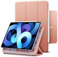 💖 esr magnetic case for ipad air 4 2020 10.9 inch/ipad pro 11 2018 - magnetic attachment, trifold smart cover, auto sleep/wake, rose gold - rebound series logo