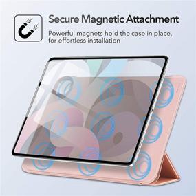 img 2 attached to 💖 ESR Magnetic Case for iPad Air 4 2020 10.9 Inch/iPad Pro 11 2018 - Magnetic Attachment, Trifold Smart Cover, Auto Sleep/Wake, Rose Gold - Rebound Series