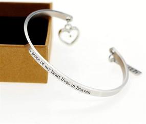 img 2 attached to 💖 Heartfelt Remembrance: Uloveido A Piece of My Heart Lives in Heaven Bracelet, Rose Gold Plated Stainless Steel Faith Pendant