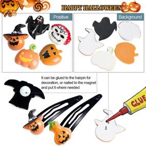img 1 attached to 🎃 Kalolary 50PCS Craft Resin Ornaments - Halloween Assorted Flatback Embellishment Wizard, Pumpkin, Ghost, Spider, Skull & Castle Resin Charms for DIY Phone Case Crafting