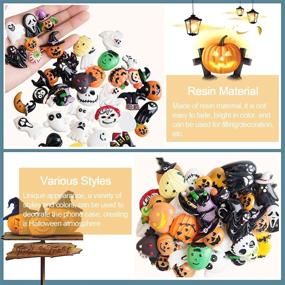 img 2 attached to 🎃 Kalolary 50PCS Craft Resin Ornaments - Halloween Assorted Flatback Embellishment Wizard, Pumpkin, Ghost, Spider, Skull & Castle Resin Charms for DIY Phone Case Crafting