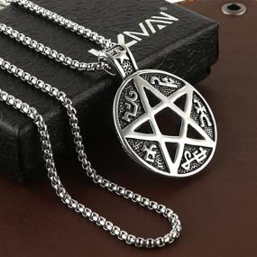 img 3 attached to Stainless Steel Pendant Necklace with Supernatural Devils 🔮 Trap Symbol and Sigil - Pentagram Anti Possession by HZMAN