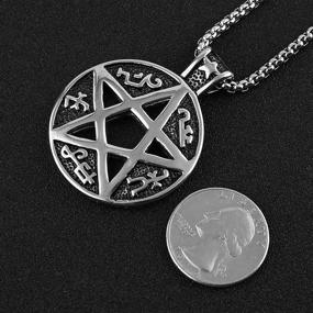 img 2 attached to Stainless Steel Pendant Necklace with Supernatural Devils 🔮 Trap Symbol and Sigil - Pentagram Anti Possession by HZMAN