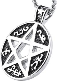 img 4 attached to Stainless Steel Pendant Necklace with Supernatural Devils 🔮 Trap Symbol and Sigil - Pentagram Anti Possession by HZMAN