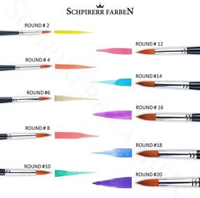 img 3 attached to 🖌️ SCHPIRERR FARBEN - 10 кисточек для акварели с мягкими синтетическими щетинками и короткой ручкой для работ с акварелью, акриловыми красками, чернилами, гуашью, маслом и темперой.