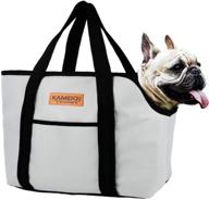 medium dog travel purse tote carrier bag - soft-sided purse with pocket, safety tether & stand pedal - portable dog sling tote for small to medium dogs - outdoor doggy carriers logo