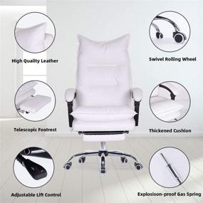 img 2 attached to YOLENY High Back Office Chair - Adjustable Ergonomic Swivel Task Chair with Padded Armrests and Foot Rest - PU Leather Executive Desk Chair