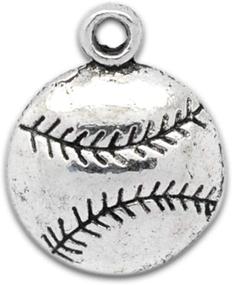 img 3 attached to HOUSWEETY 50 Silver Tone Baseball Charm Pendants - Perfect for Sports Enthusiasts!