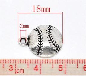 img 2 attached to HOUSWEETY 50 Silver Tone Baseball Charm Pendants - Perfect for Sports Enthusiasts!