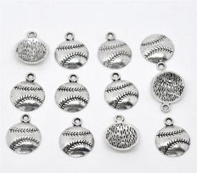 img 1 attached to HOUSWEETY 50 Silver Tone Baseball Charm Pendants - Perfect for Sports Enthusiasts!