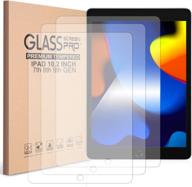 📱 premium [3 pack] tempered glass screen protector for ipad 9th/8th/7th gen - bubble-free, easy installation - fits 10.2in apple ipad 9, 7/8 generation - clear & self-adhering logo