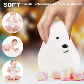 img 1 attached to 🐻 USB Rechargeable Cute Animal Silicone Nursery Night Light for Kids - Color Changing LED Lamp with Touch Sensor and Remote Control - Portable Soft Glow Gift for Babies, Infants, and Toddlers (Bear)