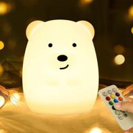 🐻 usb rechargeable cute animal silicone nursery night light for kids - color changing led lamp with touch sensor and remote control - portable soft glow gift for babies, infants, and toddlers (bear) logo