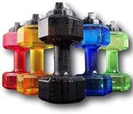 75 oz (2.2 l) dumbbell shaped water bottle: big capacity, bpa free, leak proof lid - available in 6 vibrant colors! logo