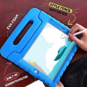 img 3 attached to HDE Case for iPad 9.7-inch 2018 / 2017 - Kids Shockproof Bumper with Screen Protector & Handle Stand - Blue