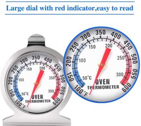 img 3 attached to Jandays Stainless Steel Oven Thermometer - 100-600F, Instant Read, Large Dial Smoker Thermometer with Hook, Perfect for BBQ Baking - (Pack of 1)