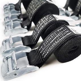 img 3 attached to 🔒 KJE 1500 lbs 1" x 3' Tie Down Straps, 2 Pack, Heavy Duty Ratchet Tie Down Straps for Secure Cargo Transportation