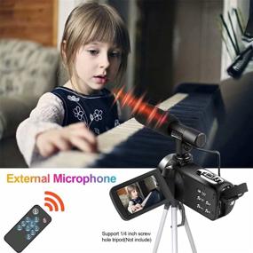 img 1 attached to 📹 High-Resolution 4K Video Camera Camcorder with Microphone - Ultimate YouTube Vlogging Equipment with Handheld Stabilizer, Remote Control, and 16X Digital Zoom